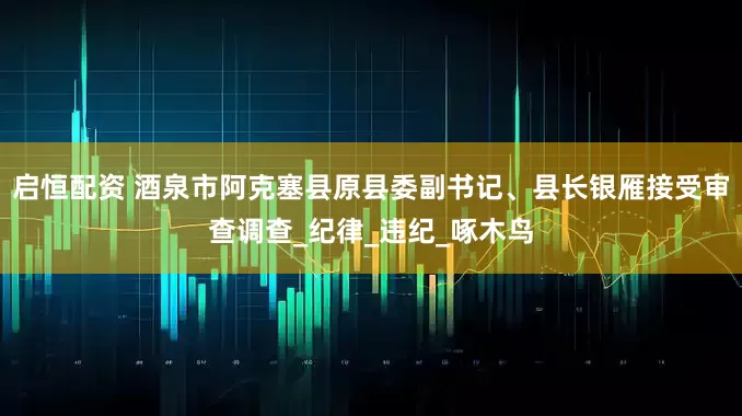 启恒配资 酒泉市阿克塞县原县委副书记、县长银雁接受审查调查_纪律_违纪_啄木鸟